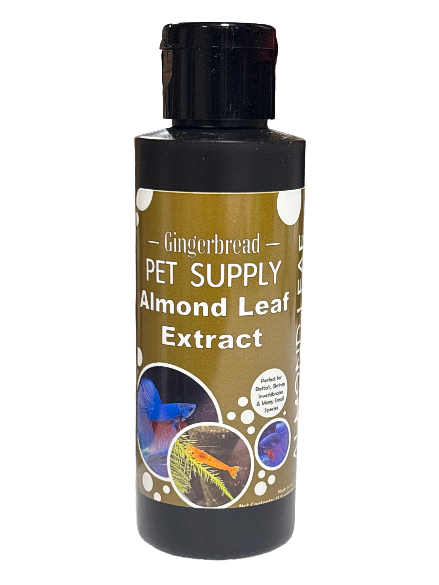 Gingerbread Pet Supply - Almond Leaf Extract - Natural Tannins Liquid for Betta Aquairums