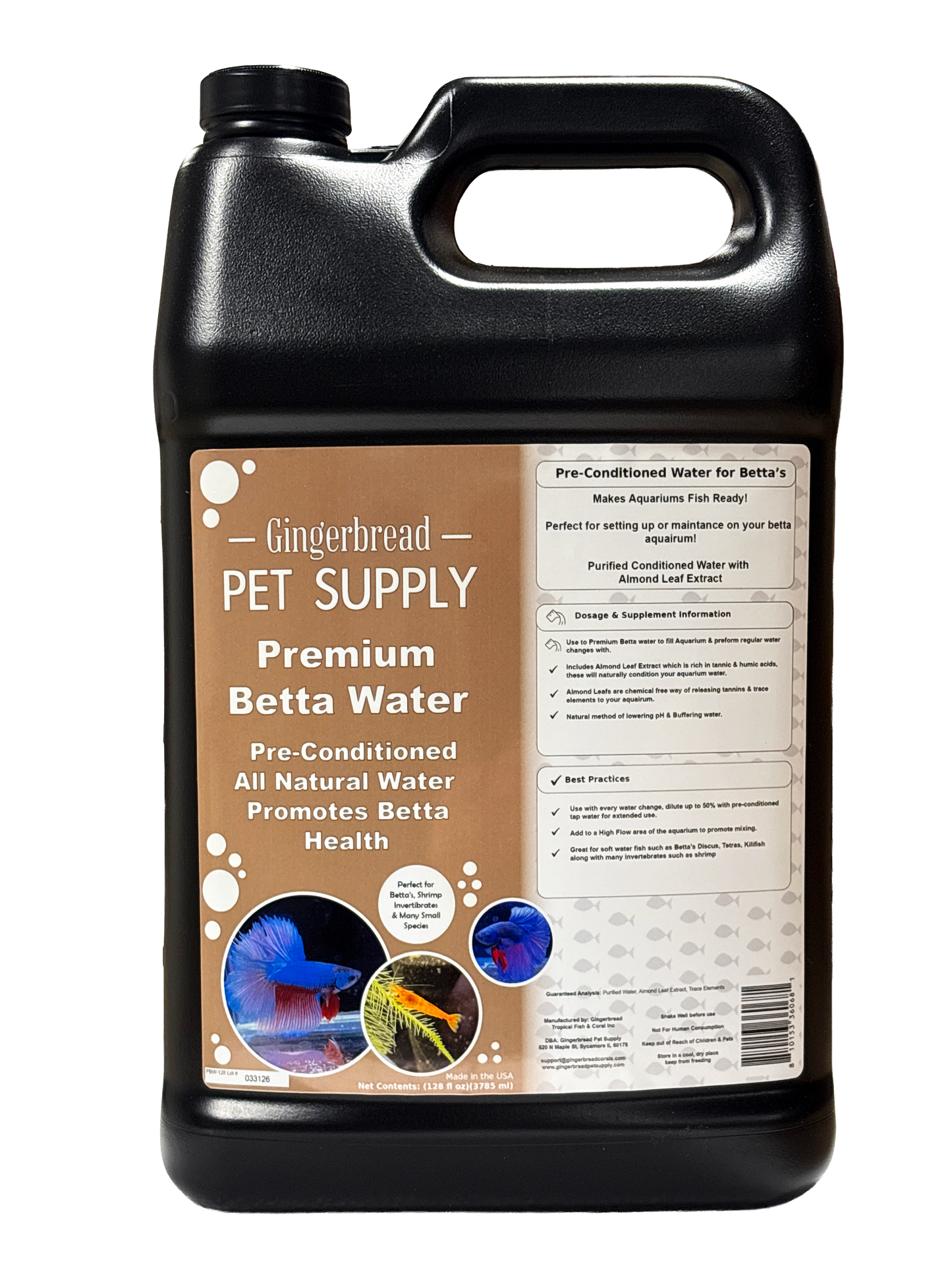 Gingerbread Pet Supply Pre-Conditioned Betta Water for Stable Water