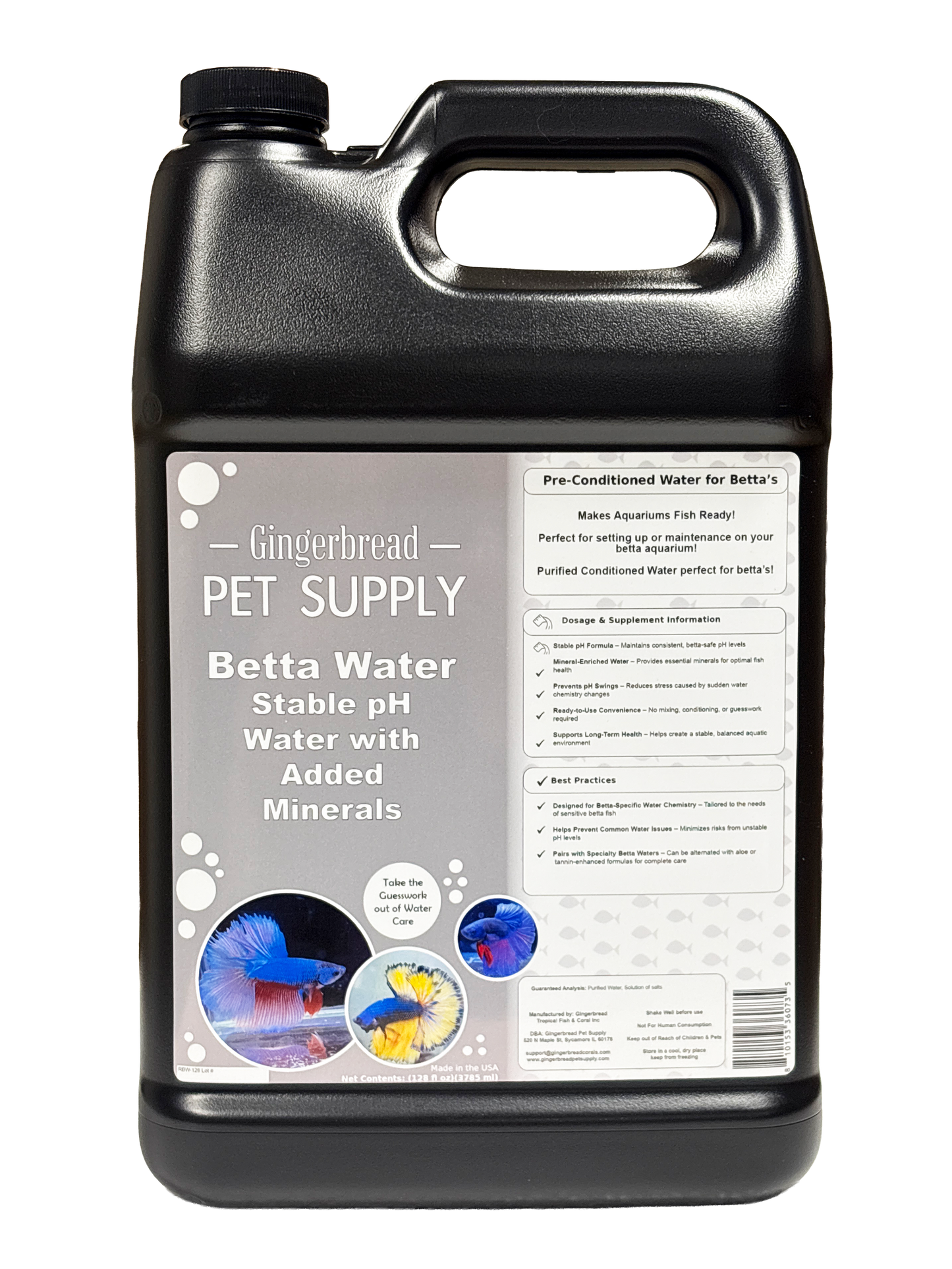 Gingerbread Pet Supply Pre-Conditioned Betta Water for Stable Water