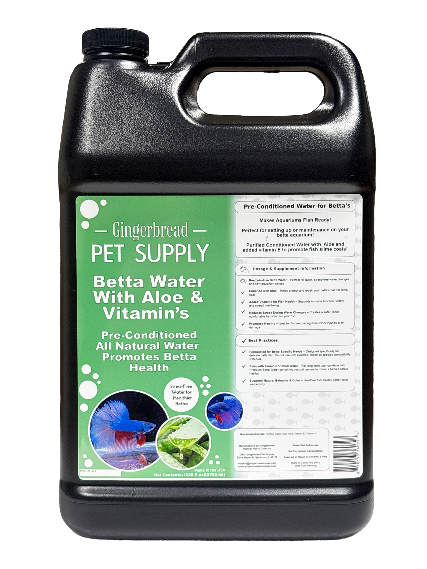 Gingerbread Pet Supply Pre-Conditioned Betta Water for Stable Water